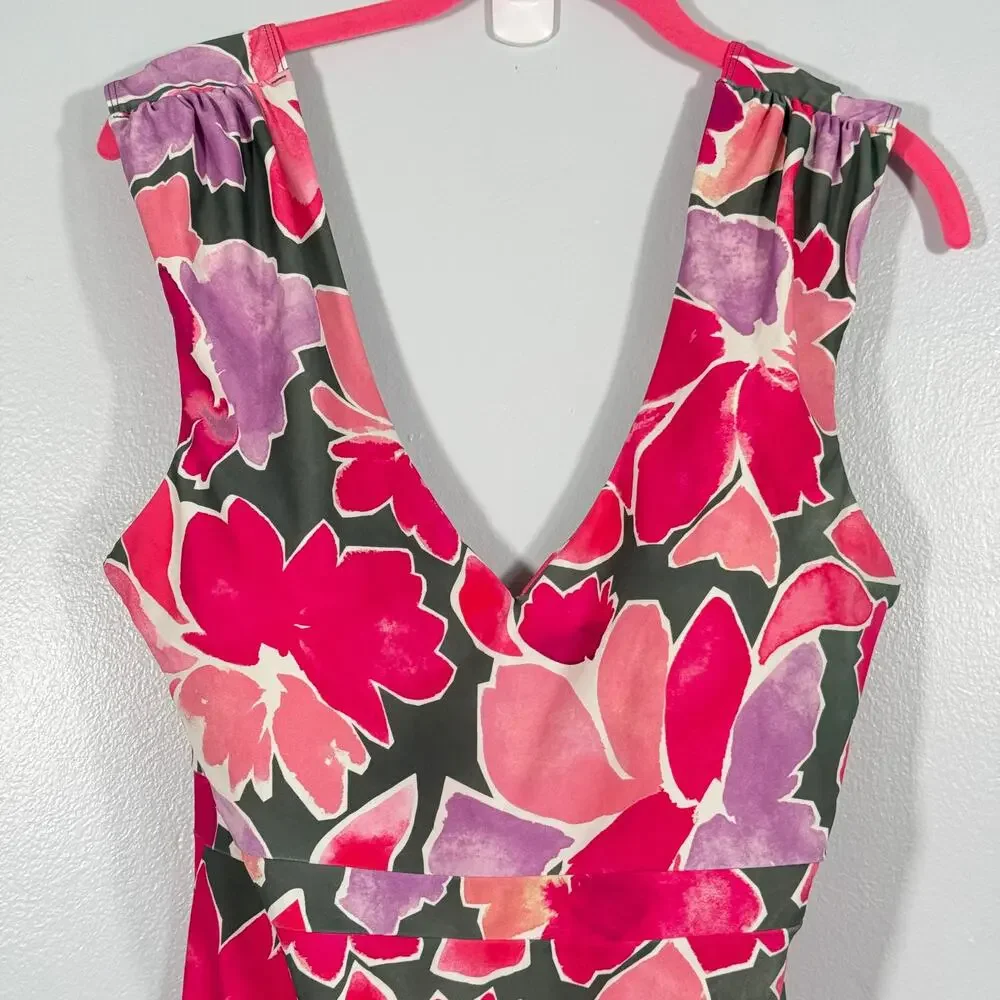 Summersalt 16 The Ruched Backflip Watercolor Petal Olive & Spritz Tummy Control - Picture 2 of 6